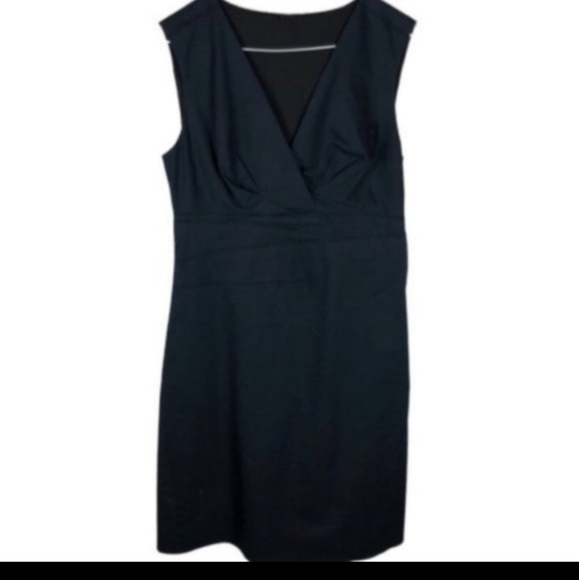 Elie Tahari Sonya Cotton Poplin Ruched-Front Sleeveless Blue Dress - Picture 2 of 8